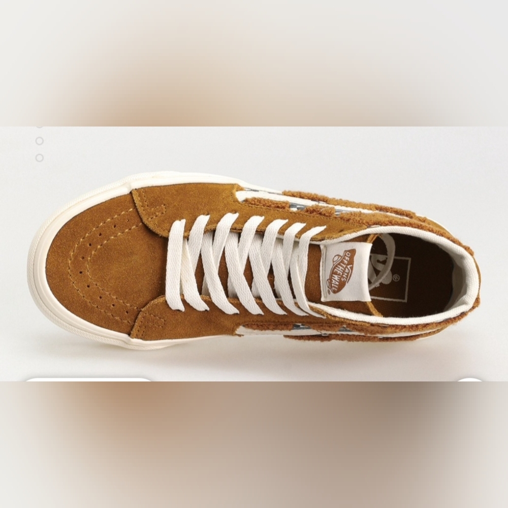 New Vans Sk8 Hi Tapered tufted check golden brown Suede High-Tops size 6.5 - Picture 6 of 12